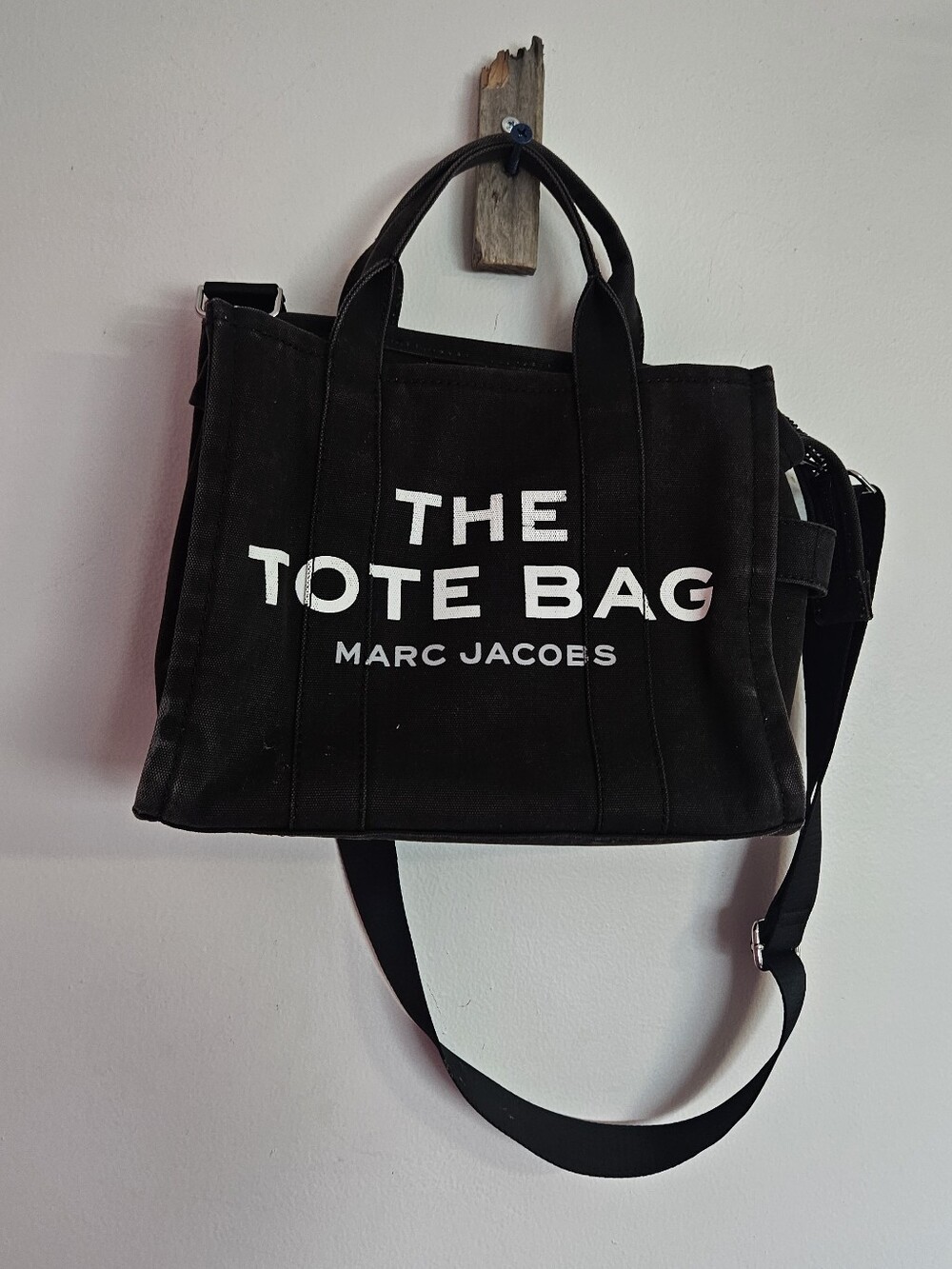 Marc Jacobs Authentic Black Canvas Tote with White Logo